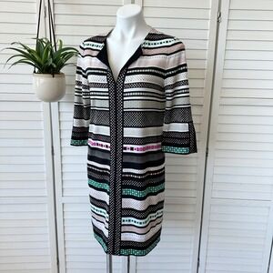 Diane Von Furstenberg Silk Blend Rose Striped‎ Geo Shift Dress Womens Size 10